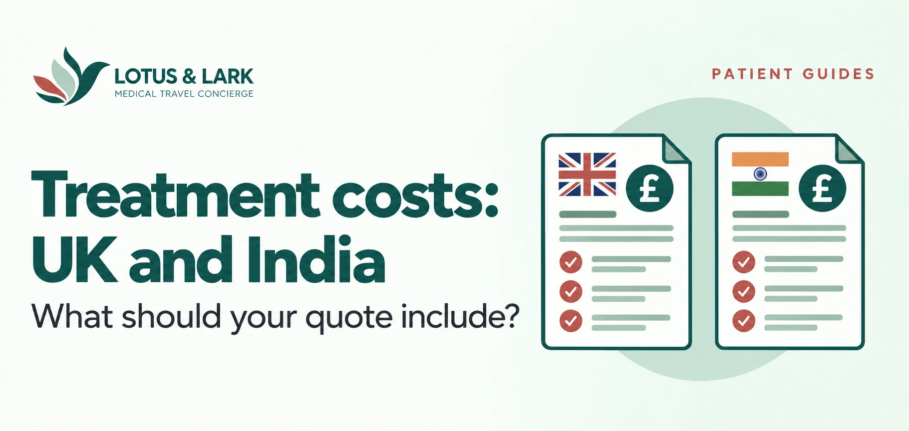 Comparing Treatment Costs in the UK and India: What Should Your Quote Include? — Lotus & Lark patient guide banner