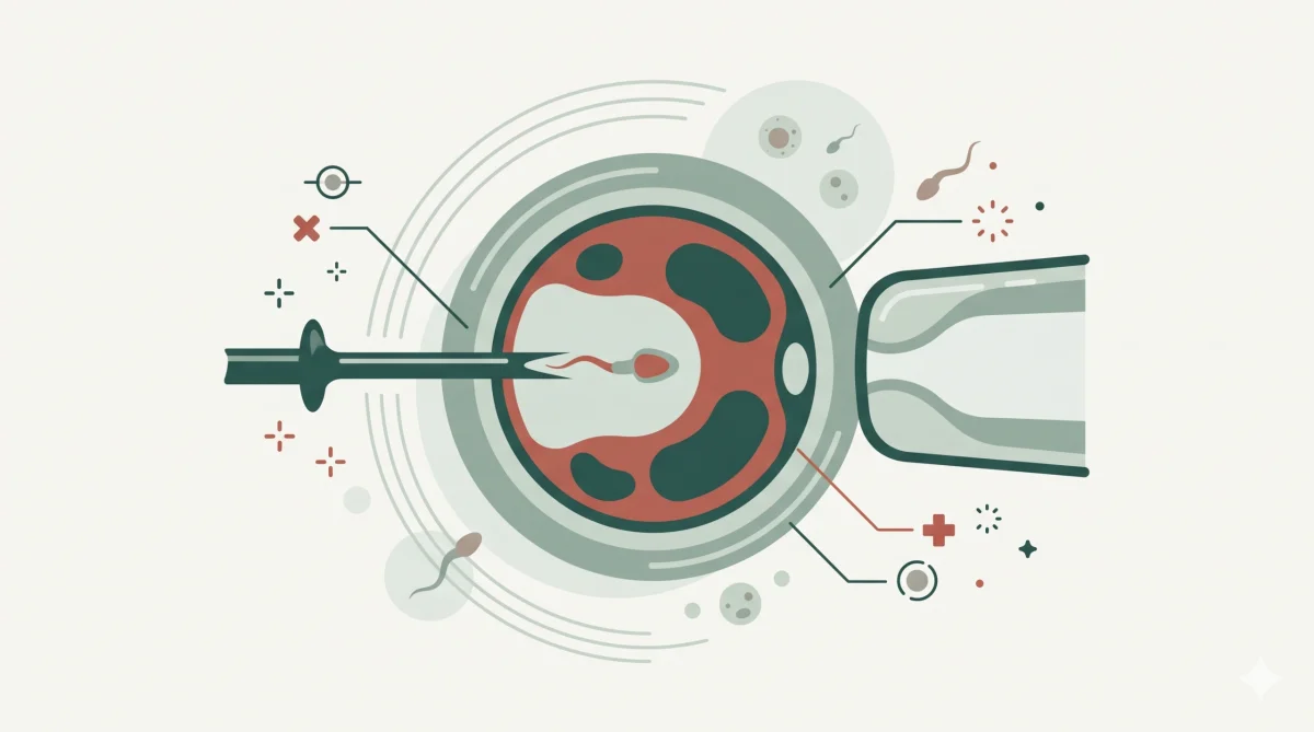Illustration of an egg cell and ICSI microinjection