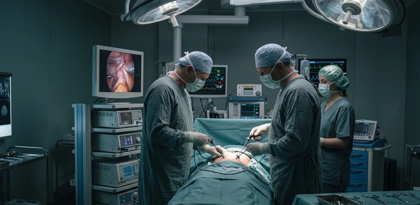 Illustrative laparoscopic surgery theatre